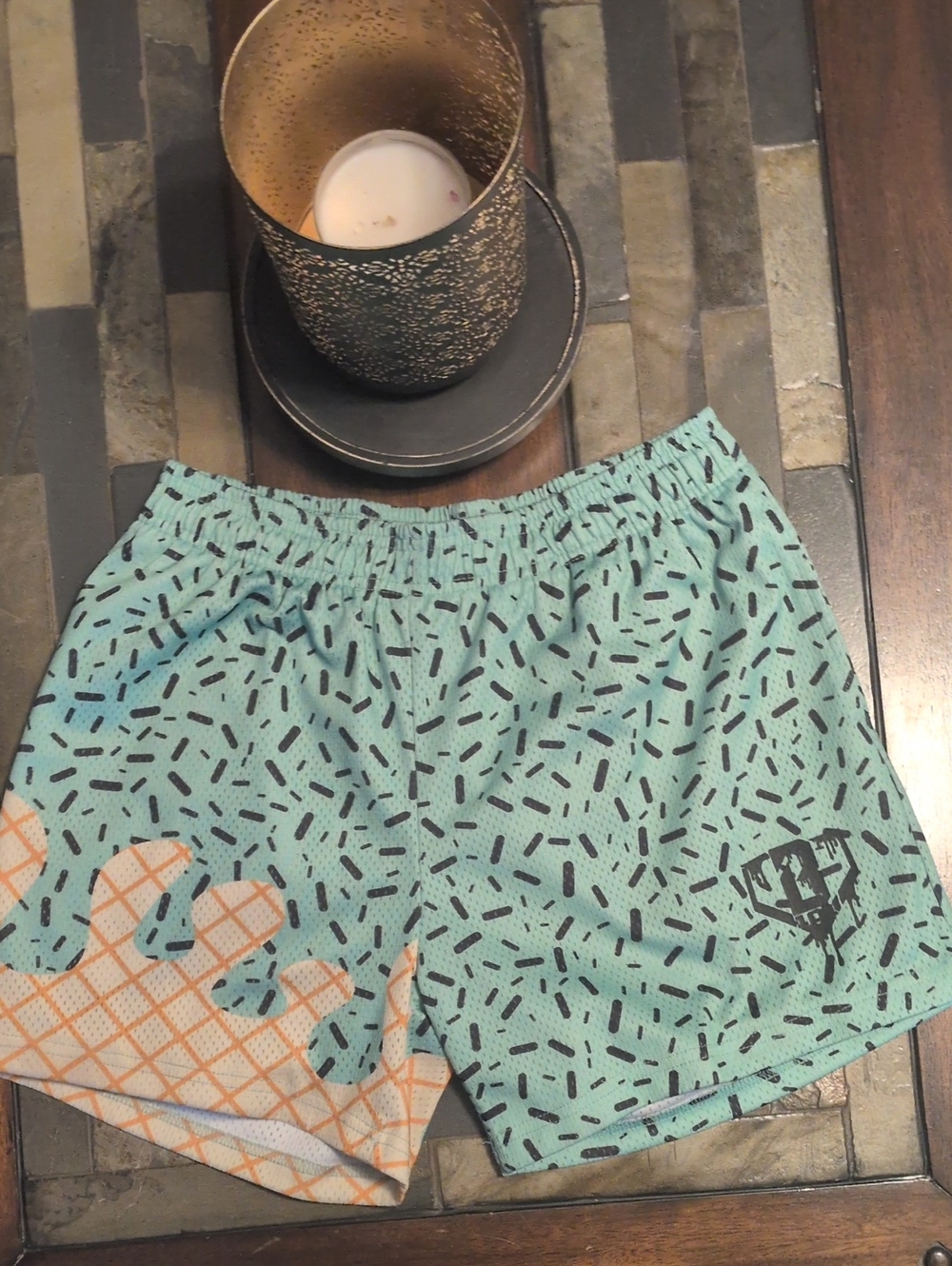 Baseball Lifestyle 101 Men's Mint with Black Sprinkle Ice Cream Drip Shorts